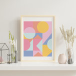 Póster Formas geométricas coloridas y cortas<br><div class="desc">Este divertido y fresco collage de diseño gráfico presenta formas geométricas simples en una bonita paleta de colores de pasteles y derechos suaves.</div>