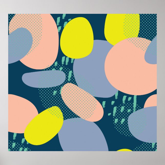 Póster Formas geométricas: Colorido estilo Memphis (Frente)