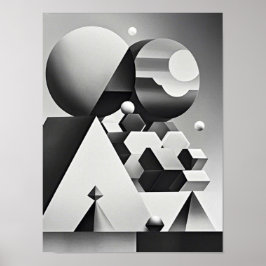Póster Formas geométricas de gris blanco negro