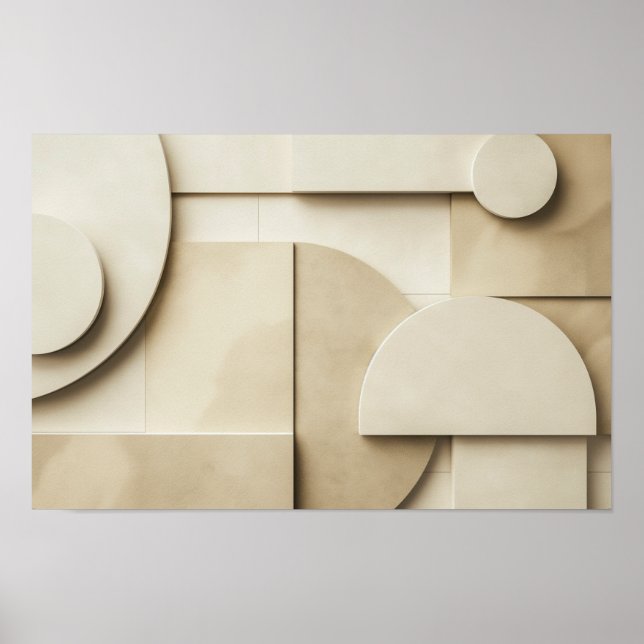 Póster Formas geométricas en 3D con espacio de texto (Frente)