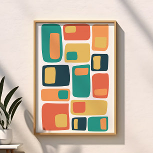 Póster Formas geométricas funky de mediados de siglo en n