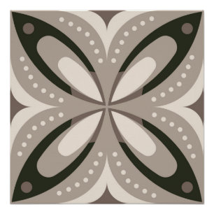 Póster Formas geométricas retro beige y marrón