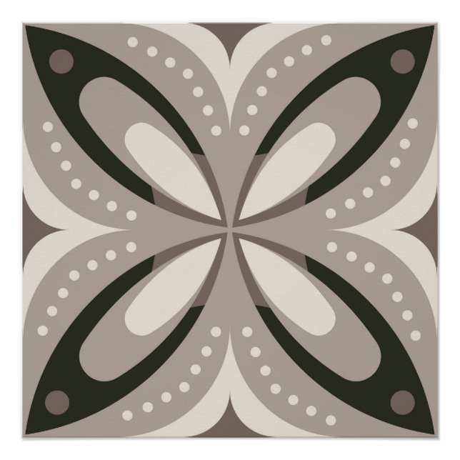 Póster Formas geométricas retro beige y marrón (Anverso)