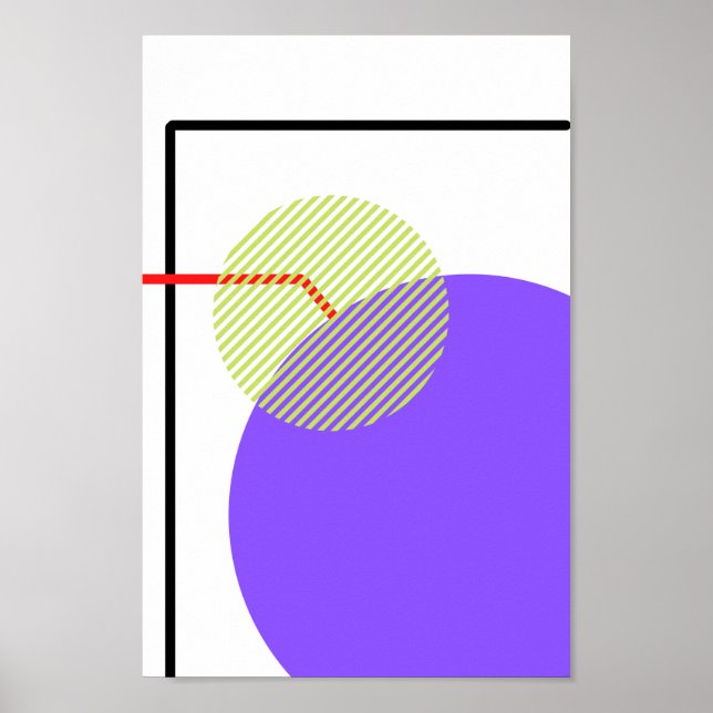 Póster Formas geométricas violetas y verdes modernas Resu (Frente)