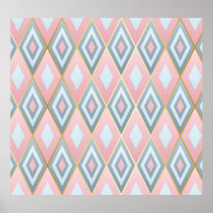 Póster Formas hombus marcadas, patrón geométrico.