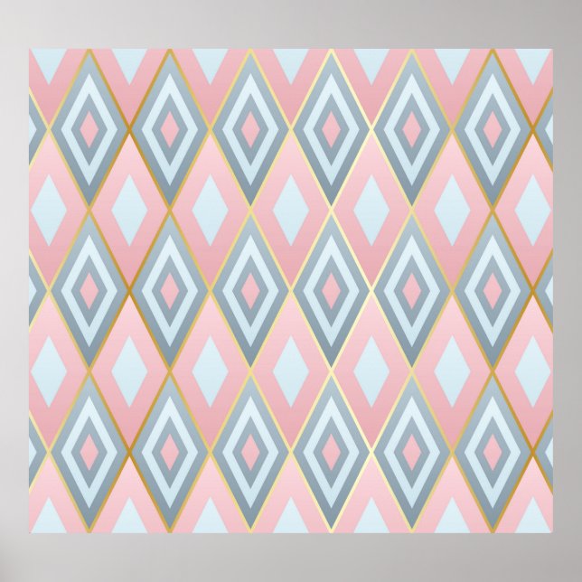 Póster Formas hombus marcadas, patrón geométrico. (Frente)