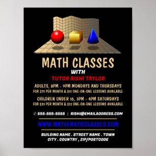 Póster Formas matemáticas, publicidad de clases matemátic