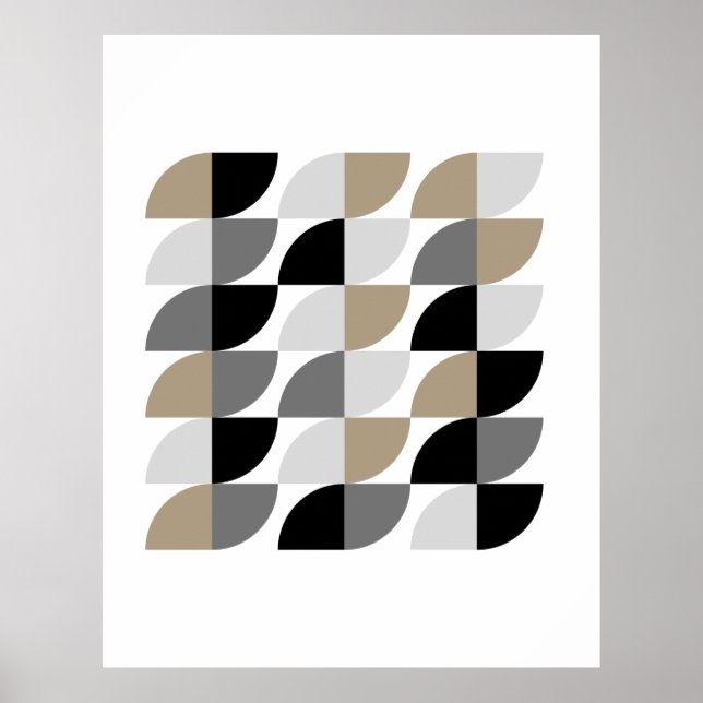 Póster Formas modernas de estilo beige de mediados de sig (Frente)