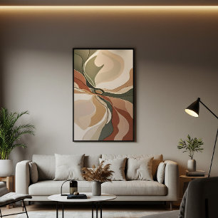Póster Formas orgánicas fluidas abstractas tonos terrosos