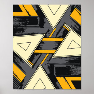 Póster Formas triangulares que se cruzan en amarillo y cr