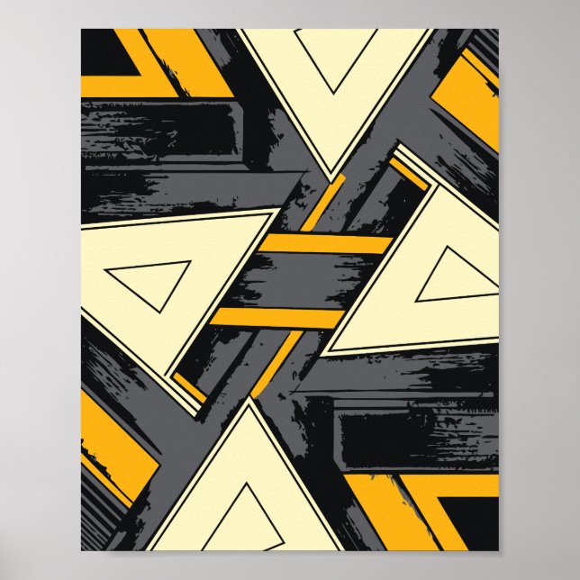 Póster Formas triangulares que se cruzan en amarillo y cr (Frente)