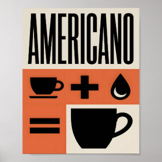 Póster Fórmula de café Americano Minimalista Naranja