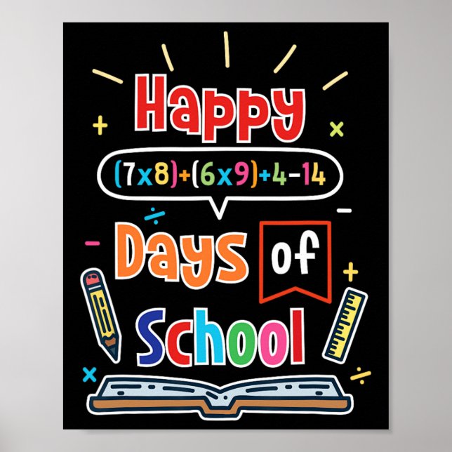 Póster Fórmula Matemática 100 Días De Enseñanza Feliz 100 (Frente)