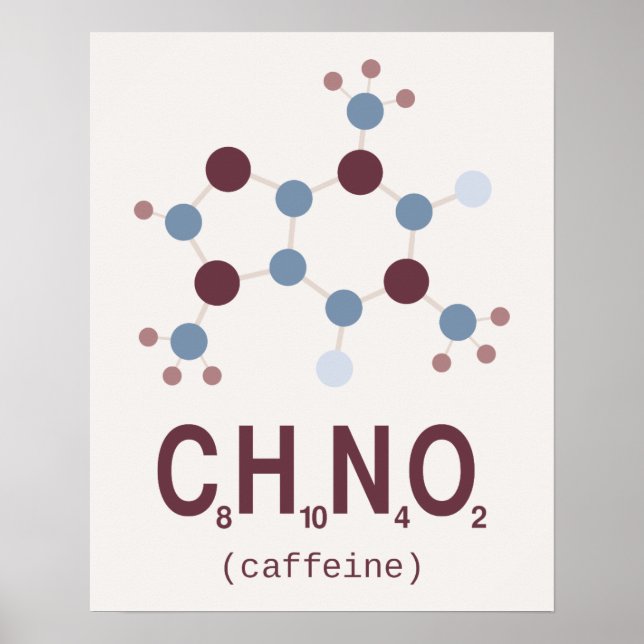 Póster Fórmula química de cafeína (Frente)