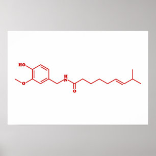 Póster Fórmula Química Molecular de Capsaicina de Chile