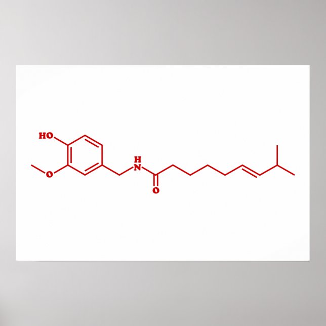Póster Fórmula Química Molecular de Capsaicina de Chile (Frente)