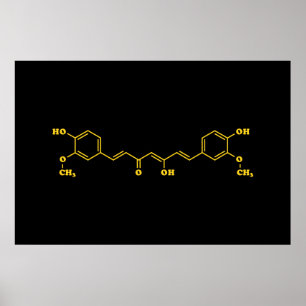 Póster Fórmula química molecular de Curcumin Turmérica