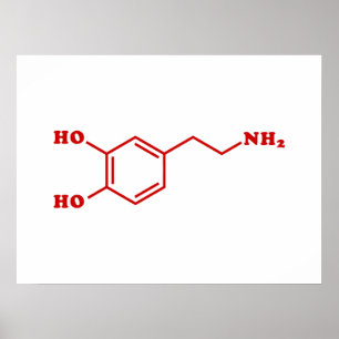 Póster Fórmula química molecular de dopamina