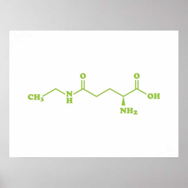 Póster Fórmula Química Molecular de Teanina del Té (Frente)