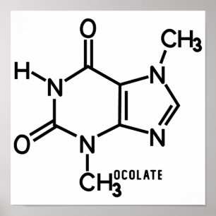 Póster Fórmula química molecular de teobromina de chocola