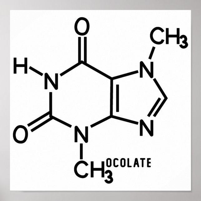 Póster Fórmula química molecular de teobromina de chocola (Frente)