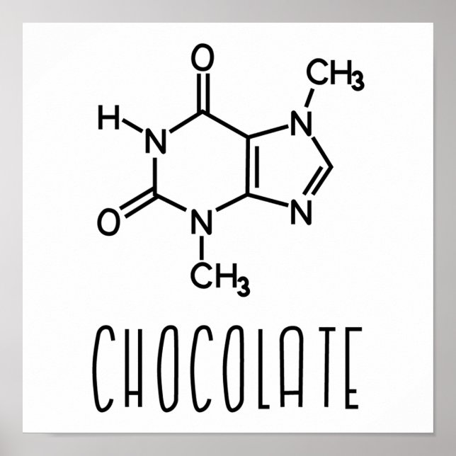 Póster Fórmula Química Molecular Teobromina de Chocolate (Frente)