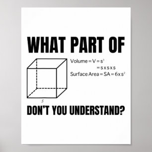 Póster ¡Fórmula Volumen de un Cubo! Matemáticas Divertida