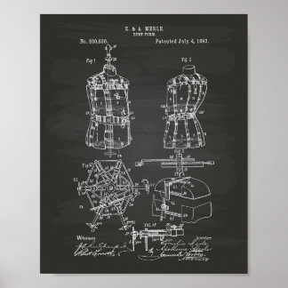 Póster Formulario de busto de 1893 Patent Art Chalkboard