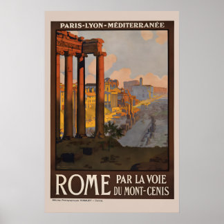 Póster Foro Romano de los años 20 al amanecer estilo vint