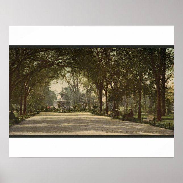 Póster Forsyth Park, Savannah, Georgia, alrededor de 1901 (Frente)