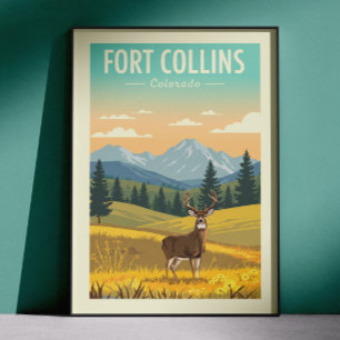 Póster Fort Collins Colorado Antiguo