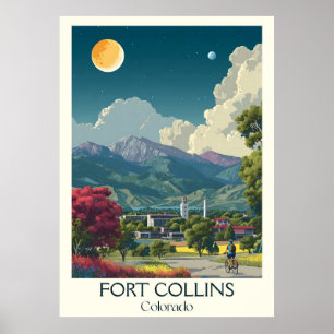Póster Fort Collins Colorado Vintage City Park Travel Art