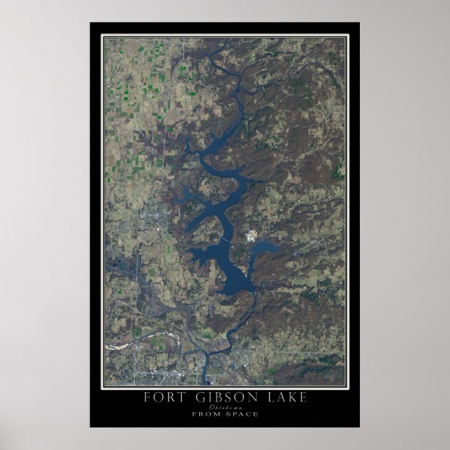 Póster Fort Gibson Lake Oklahoma, de mapa de satélites es (Frente)