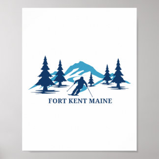 Póster Fort Kent Maine Ski Resort Skiing Skier