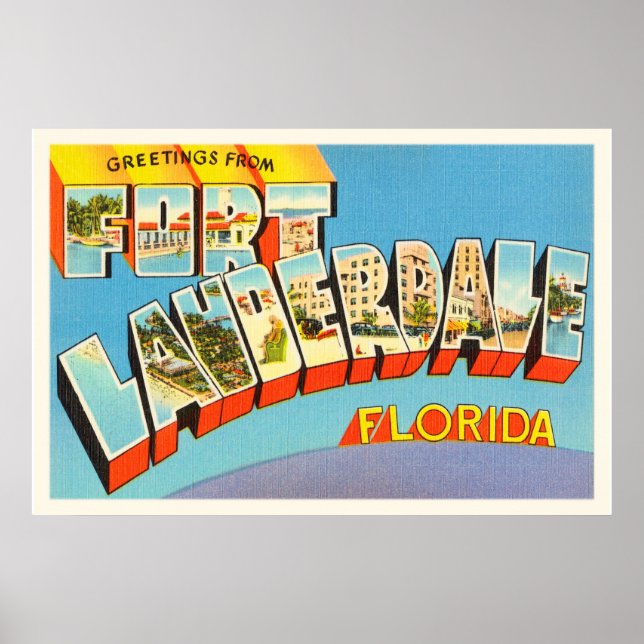 Póster Fort Lauderdale #2 Florida Antiguo recuerdo de via (Frente)