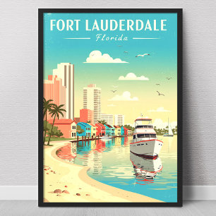 Póster Fort Lauderdale Florida Antiguo