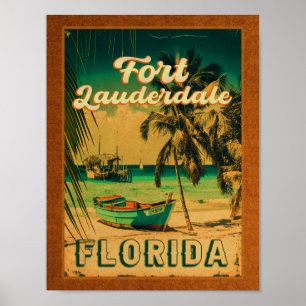Póster Fort Lauderdale Florida Beach Retro Tropical 60