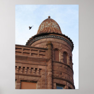 Póster Fort Madison, edificio Iowa y pichón