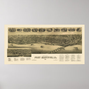 Póster Fort Madison, IA Panoramic Map - 1888