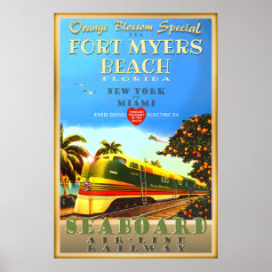 Póster Fort Myers Beach Florida Orange Blossom Especial