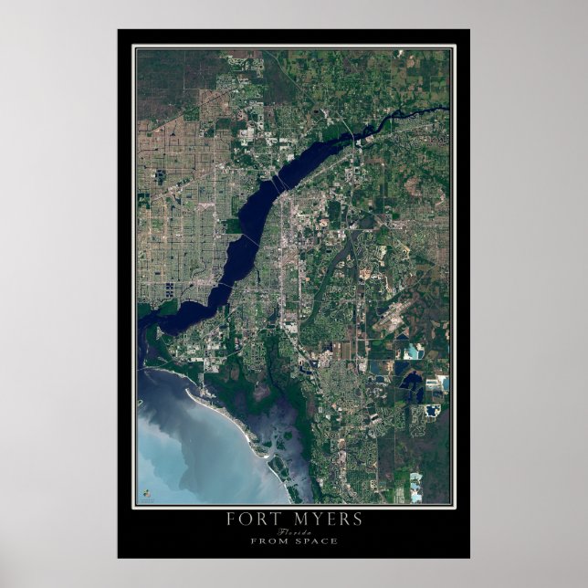 Póster Fort Myers Florida desde el mapa de satélites espa (Frente)