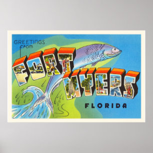 Póster Fort Myers Florida FL Old Vintage Travel Souvenir