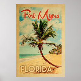 Póster Fort Myers Florida Vintage Palm Tree Beach Poster