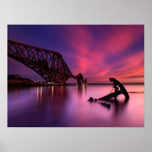 Póster Fort Rail Bridge At Sunset   Escocia