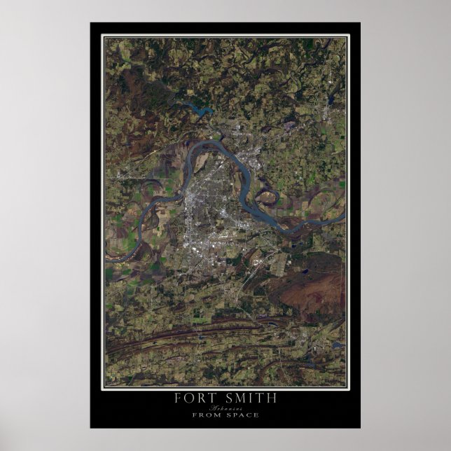 Póster Fort Smith Arkansas, del mapa de satélites espacia (Frente)