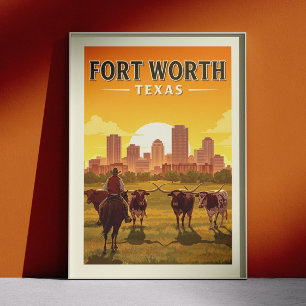 Póster Fort Vintage Wort Texas