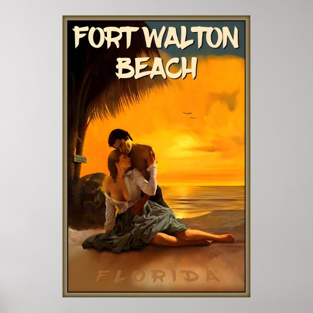 Póster Fort Walton Beach Condado de Okaloosa Playa de Flo (Frente)