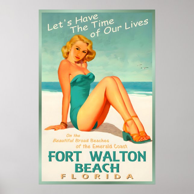 Póster Fort Walton Beach Florida Emerald Coast Pin U (Frente)