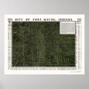 Póster Fort Wayne, IN Panoramic Map - 1907