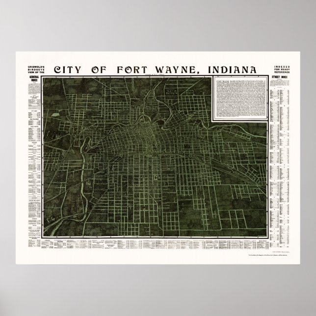 Póster Fort Wayne, IN Panoramic Map - 1907 (Frente)